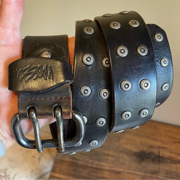 Y2K 2000s vintage style star-studded goth emo black and silver belt massimo - Picture 1 of 3